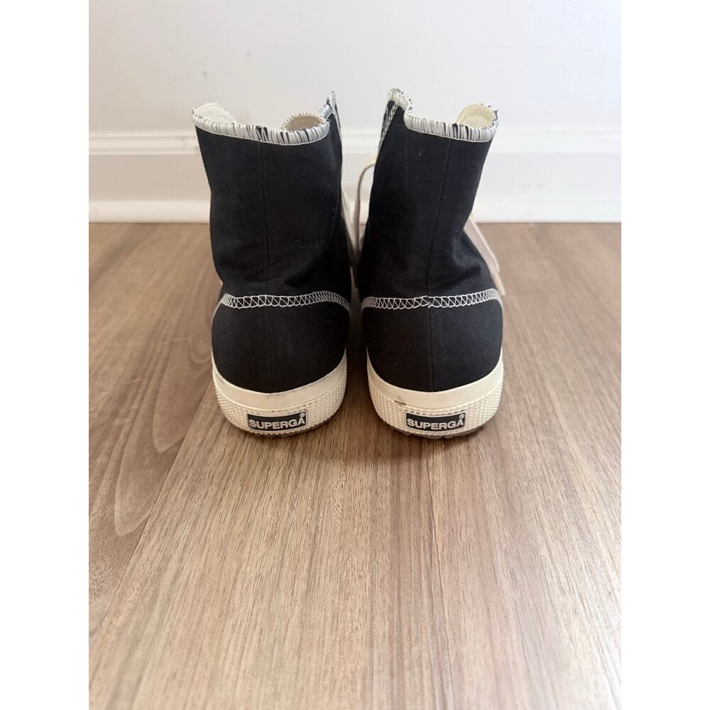 Superga 2294 Drill Overlock Stitching Black White High Top Sneakers-Size 8 - Picture 4 of 7